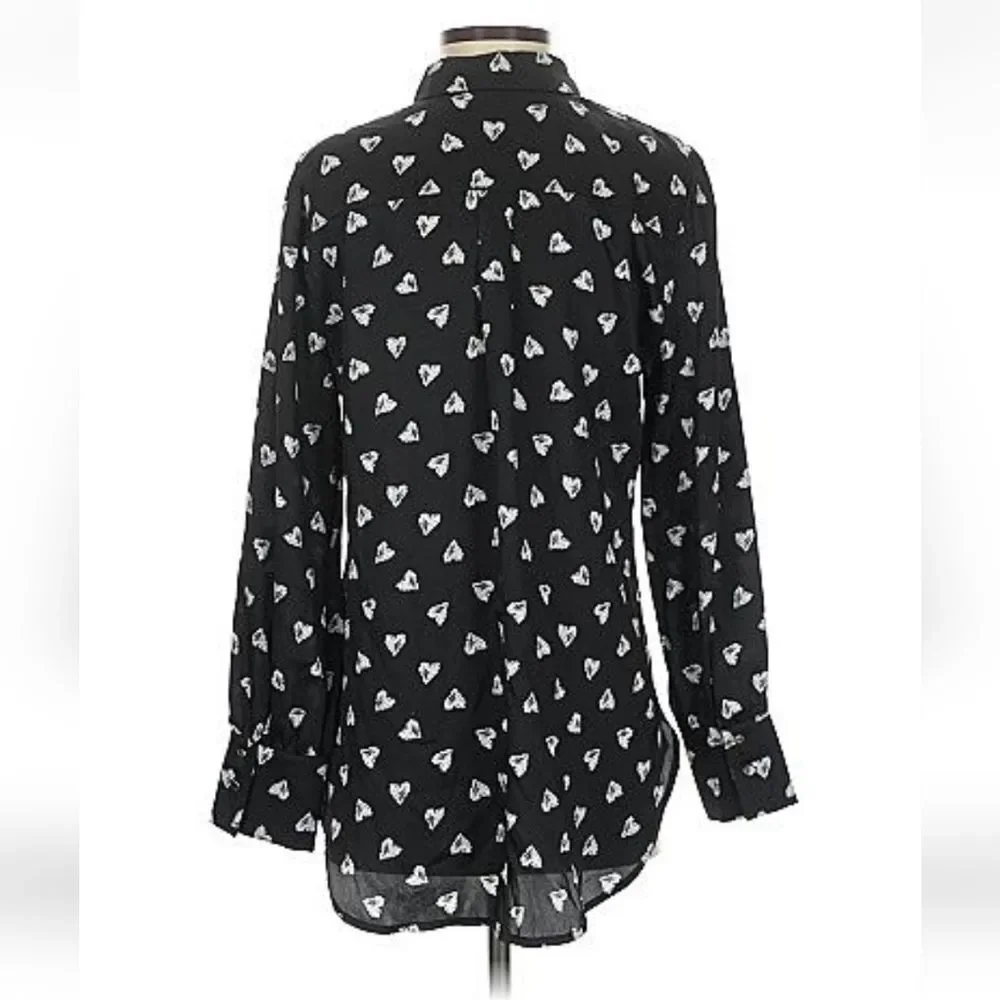 Chico's  heart print Button Up Blouse Valentines Day